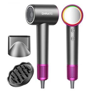 Imagem de Secador de Cabelo Iônico de Alta Velocidade Profissional SHRATE Secagem UltraRápida 500 Milhões de Íons Negativos Baixo Ruído 160.
