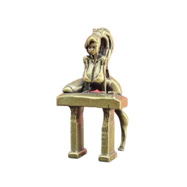 Imagem de Maiô de latão feminino arte corporal miniatura estátua, biquíni de praia de metal, modelo de mulher, escultura, decoração de carro, homens, colecionar, estatuetas, presentes, peso de papel