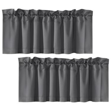 Imagem de Saia blackout de poliéster com 2/4 painéis, cortinas blackout elegantes de luz natural com bolso para haste, saia decorativa versátil para cozinha, sala de estar, café, banheiro, lavanderia (cinza