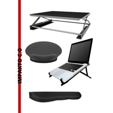 Imagem de Kit Ergonômico Apoio para Pés Suporte para Notebook MousePad e apoio p