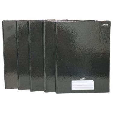 Imagem de Caderno Brochura Grande 96 Folhas Universitario Stiff 5 Unid, Preto