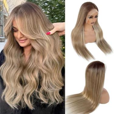 Imagem de Peruca Licoville de 20 polegadas para cabelo humano Highlight Balayage