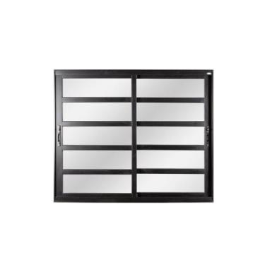 Imagem de Janela de Alumínio de Correr 120x120x8cm 2 Folhas Móveis com Travessas