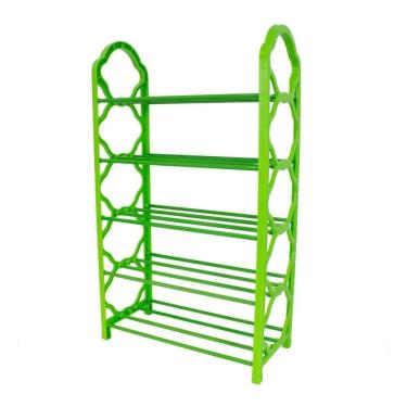 Imagem de Prateleira Organizador Multiuso Sapateira Ate 10 Pares Grande Estante 5 Prateleiras 20 Sapatos Vertical Verde