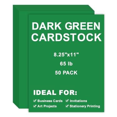 Imagem de Cartolina 8,5 x 11, 50 peças, 29,5 kg/180 g/m², papel de impressora grosso para artesanato, papelaria, cartões de visita, impressão de escritório (verde, 50 peças)