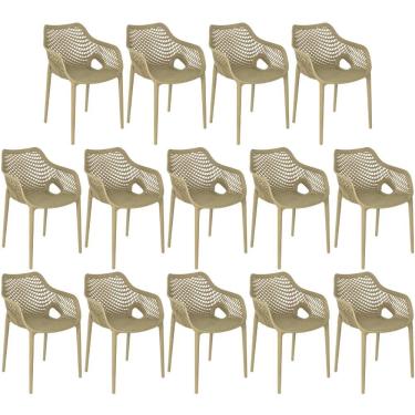 Imagem de Kit 14 Cadeiras De Jantar Design Suits Com Braços Empilhável Em Polipropileno - Nude