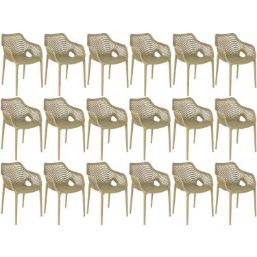Imagem de Kit 18 Cadeiras De Jantar Design Suits Com Braços Empilhável Em Polipropileno - Nude