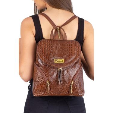 Imagem de Mochila pequena de couro croco Cecília