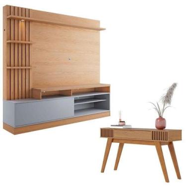 Imagem de Estante Home Theater Maceió Freijó Cinza Acetinado Com Aparador Rivier