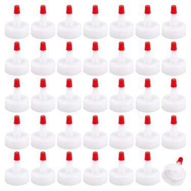 Imagem de WEBEEDY 50 peças de tampas de plástico com ponta vermelha, tampas brancas de substituição para garrafas de cola de condimento, limpeza de cozinha, artesanato, Natal, decorações de casa