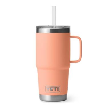 Imagem de Caneca de canudo YETI Rambler de 740 ml, com isolamento a vácuo, aço inoxidável, pêssego caipira