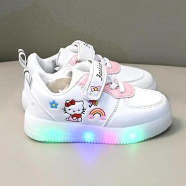 Imagem de Tênis LED Kawaii Hello Kitty Para Meninas, Calçados Casuais De Lona Co