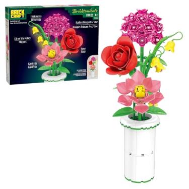 Imagem de Brickcraft Botanicals Radiant Bouquet & Vase Building Set (280 Pieces) Creative Flower Arrangement Kit with Rose, Gardenia, Lily & Hydrangea – Display for Home or Office, Christmas