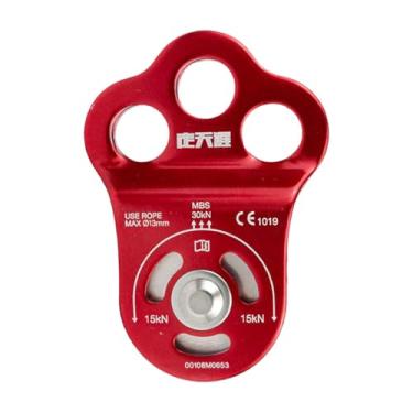 Imagem de Fenteer Polia de escalada de 30kN, pequena, com três furos, para içamento, ideal para trabalhos em altura, travessias, transporte, arboricultura, e