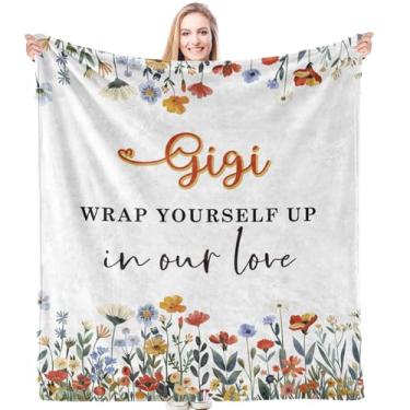 Imagem de HIWX Cobertor floral Gigi, cobertor Gigi Gifts para casa, quarto, sala de estar, sofá cama, melhores presentes para avó para aniversário de netos, netos, netos, netos, 127 x 152 cm