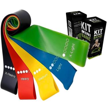 Imagem de Kit 5 Mini Band Fisioterapia Theraband AD-011 Faixas Elásticas Treino em Casa Musculação-Unissex