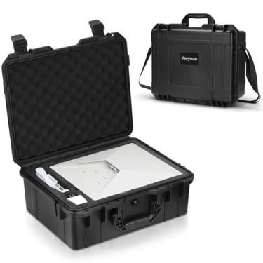 Imagem de YEEYUUE Mini capa Starlink, capa rígida à prova d'água com espuma de corte de precisão, à prova de choque à prova de poeira para mini prato Starlink, roteador, cabos e acessórios, portátil para