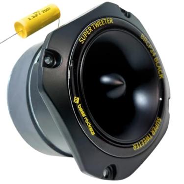 Imagem de Bass Rockers BRCP24 Tweeter Bullet de 3,8 cm, pico de 300 W/150 W RMS, corpo de alumínio fundido de 8 Ohm, alto rendimento (até 107 dB), resposta de frequência de 4 kHz-20 kHz (preto)