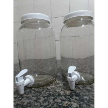 Imagem de Kit 2 Unidades Suqueira de Vidro 3 Litros com Torneira, Dispenser de Bebidas Ideal para Casa, Festa, Cozinha, Armazenamento de Suco, Água e Bebidas Frescas(Branco)
