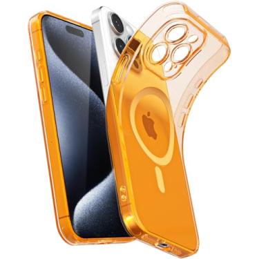 Imagem de Svanove Capa magnética transparente para iPhone 15 Pro, compatível com Magsafe Slim Thin Transparente Mag Safe Case para mulheres, meninas, fofa, brilhante, fluorescente, de silicone macio com capa