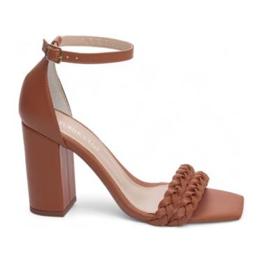 Imagem de Sandália Feminina Salto 8,5 cm de Altura e Revestido em Napa Caramelo, Tiras trançadas em Napa Caramelo e fivela de metal, Formatura e Casamento.., Ref.: FST033H, Cor: Bege, Torricell@ (BR, Adulto, Numérico, 35)