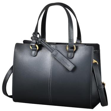 Imagem de Chamboise Bolsa de ombro bidirecional de couro legítimo, tamanho compacto 25 x 18 x 9,9 cm, 5 cores, feita no Japão, Azul marino, 24.9 x 18 x 10 cm