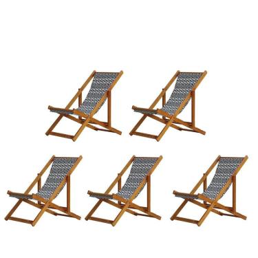 Imagem de Kit 5 Cadeira Espreguiçadeira Dobrável Mel Sb-retro