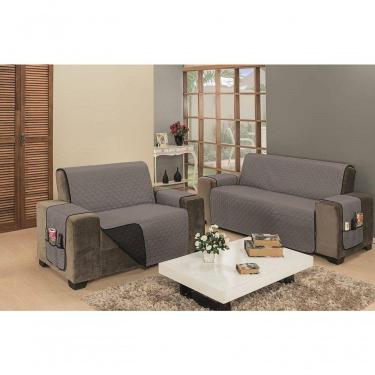 Imagem de Protetor De Sofá Dupla Face Impermeável Mr 2 E 3 Lugares - Preto-cinza