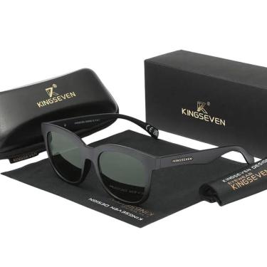 Imagem de Óculos De Sol Masculino Redondo Quadro Completo Kingseven 788 Verde