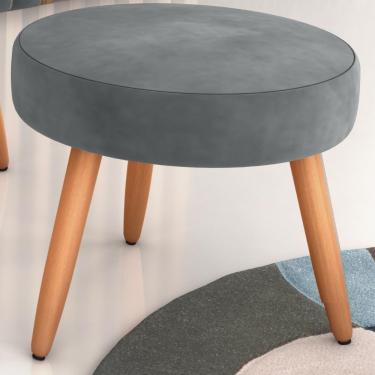 Imagem de Puff Redondo Para Sala Suiça Veludo Cinza