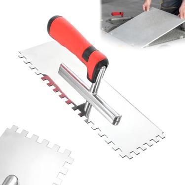 Imagem de Desempenadeira Dentada Dentes Médios 8mm Forte Soldada Sem Parafuso Aço Cabo Ergonômico Revestimento Porcelanato Alta Qualidade (Desempenadeira Dentes 8MM)