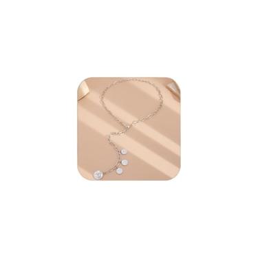 Imagem de YHWQYR Colar de moedas para mulheres, colar em Y, colares delicados para mulheres, corrente simples em forma de Y, joias presentes, Adjustable, Liga de aço, Sem Pedra Preciosa