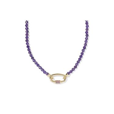 Imagem de Kendra Scott, Colar feminino com contas de esmeril, ametista roxa dourada, tamanho único