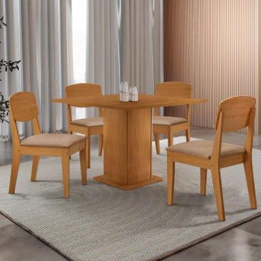 Imagem de Mesa De Jantar Loren 90cm Mdf 4 Cad Copper Moderna Mobilia Turim 07/ Laminado