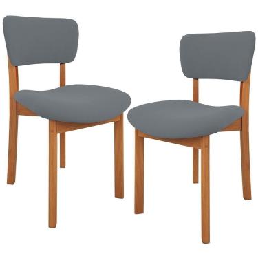 Imagem de Kit 02 Cadeiras Para Sala De Jantar Cozinha Living Estofada Dara L02 Suede Cinza - Lyam Decor
