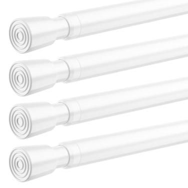 Imagem de FVONZON Varão de cortina de tensão branco hastes de cortina de tensão de mola 66-99 cm, pacote com 4 hastes de mola ajustáveis, haste de tensão extensível para armário, janela, cozinha, estante de