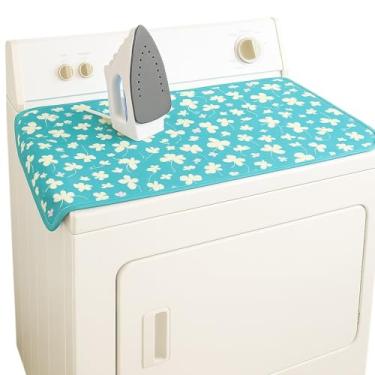 Imagem de Tapete de passar roupa floral portátil 45,7 cm x 78,7 cm – Almofada antiderrapante acolchoada resistente ao calor para mesa, balcão ou lavadora – Alternativa de tábua de passar roupa dobrável para