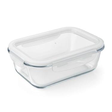 Imagem de Pote de Vidro Hermético com Tampa, 1040ml, Resistente ao Freezer, Micro-ondas e Lava-louças, Não Retém Odor, Transparente