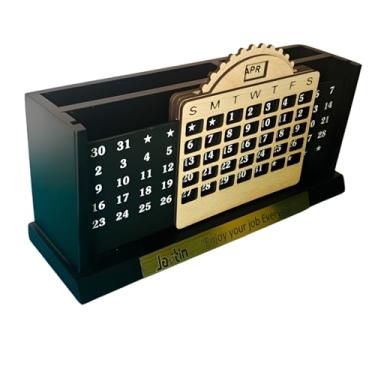 Imagem de Organizador de calendário de mesa com suporte de telefone e suporte de caneta, organizador de mesa de escritório, suporte de caneta, calendário de mesa