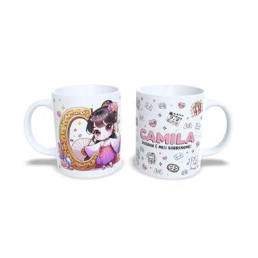 Imagem de Caneca de Cerâmica Branca 325ml com Alfabeto Tema Dorama Amanda (c)