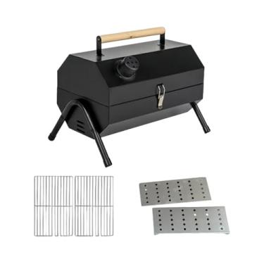 Imagem de IEUDNS Churrasqueira portátil Forno de mesa para assar Suprimentos modernos Churrasqueira Fogão Grelha dobrável para churrasco em casa Festa, Preto