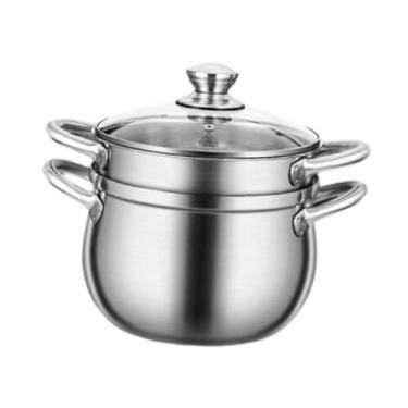 Imagem de Bothyi Panela de sopa, caldo, panela de ensopado, utensílios de cozinha, panela de cozinha, panela quente, panela de cozinha para fogão de indução, 20cm E Grelha de
