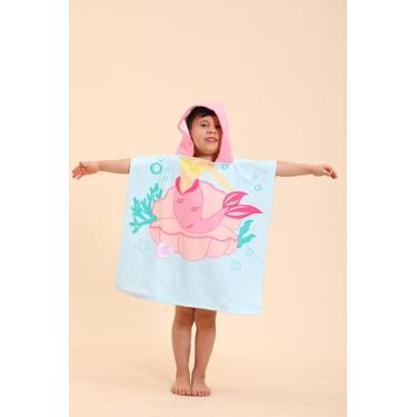 Imagem de Toalhas poncho com capuz para crianças sereia - 2-10 anos, toalhas de natação vestíveis, tamanho infantil