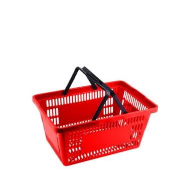 Imagem de Kit 5 Cestas Plástica Multiuso com Alças 16 Litros Cestinha Mercado Bazar Azul Vermelho Preto(8 Cestas Vermelho)