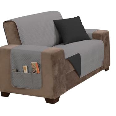 Imagem de Kit 2 Pçs Capa Protetora de Sofá King 2 e 3 Lugares Impermeável Dupla Face Cinza e Preto