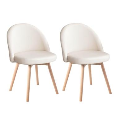 Imagem de HGTRH Cadeiras de Jantar Giratórias, Cadeiras de Conferência com Costas Curvadas Cadeira de Braço Renovada com Pernas de Madeira Sólida Cadeira Lounge C 2 peças