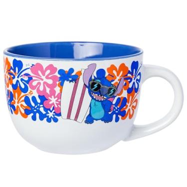 Imagem de Silver Buffalo Caneca de sopa de cerâmica Lilo and Stitch Flowers and Shades 680 g