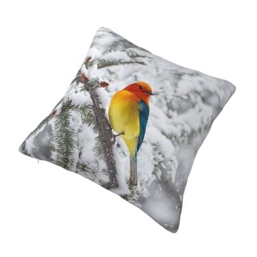 Imagem de Almofada quadrada decorativa com estampa de bétula - Design reversível, zíper oculto, poliéster macio para sofá, cama e carro - Hipoalergênico 61 cm x 61 cm