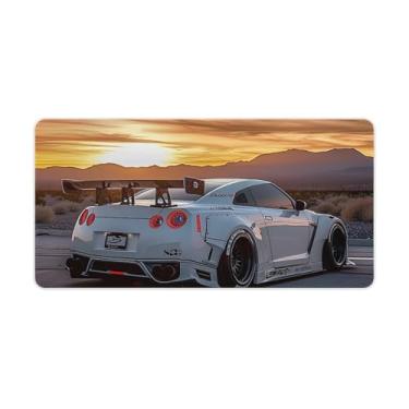 Imagem de HouLaiZhe Tapetes de mouse brancos JDM Car R35 Sunset Gaming JDM Car Desk Pads grandes para teclado de mesa de computador 30 x 60 cm