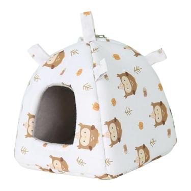 Imagem de Ｂｅｓｇａ Casinha suspensa para pássaros, aconchegante para papagaios e hamsters, esconderijo versátil para animais de estimação, forrada com pelúcia, Coruja